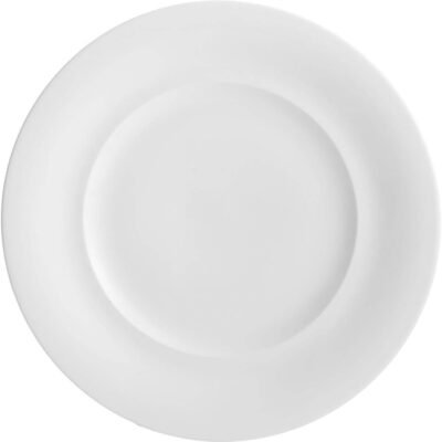 Collection Ceramic 9 Inch Accent Plate, White Plate, Round Dinnerware Dish, Made of Bone China, Microwave and Dishwasher Safe
