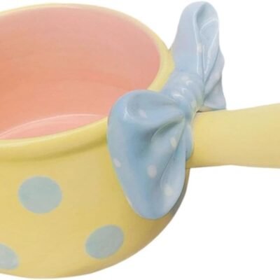 Instant French Onion Soup Bowl Single Handle Ceramic Soup Crock for Restaurant Home Salad Chilli Beef Stew Pasata, Yellow
