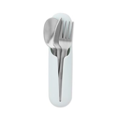 Stainless Steel Utensils with Silicone Carrying Case | Mint | Spoon, Fork & Knife for Meals on the Go | Portable and Compact Set