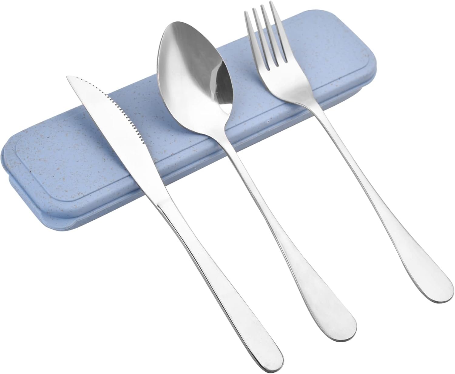 Travel Silverware Set with Case - Portable Reusable Utensils - Spoon, Knife, Fork Lunch Box Cutlery