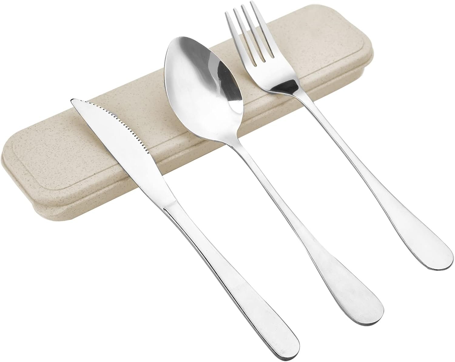 Travel Silverware Set with Case - Portable Reusable Utensils - Spoon, Knife, Fork Lunch Box Cutlery