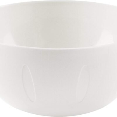 8-Inch Plastic Serve Mixing Bowl for Everyday Meals - Ideal for Cereal, Snacks, Popcorn, Salad, and Fruits, Microwave Safe, White